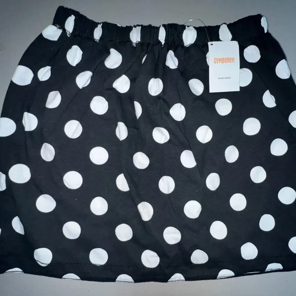NWT Gymboree Reversible Skirt Polka Dot & Striped Black Size 8